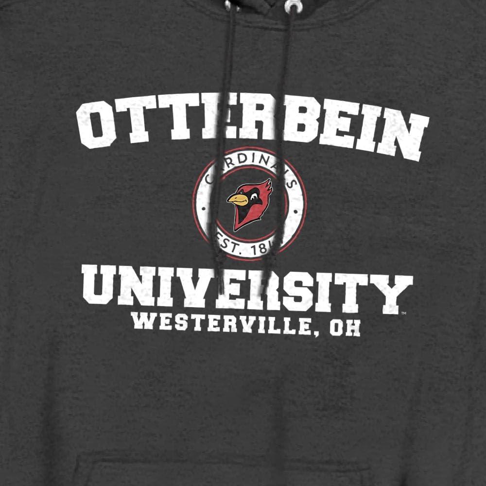 LOGOVISION LOGOVISION Otterbein University Official Circle Logo Unisex Adult Pull-Over Heather Hoodie,Black Heather, 2X-Large