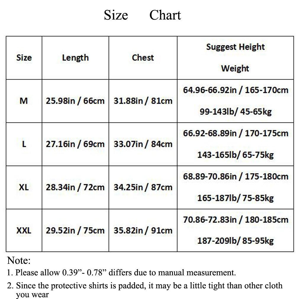 yingfeg bb Men\'s Padded shirts Short Sleeve Compression Protective T Shirt Rib Chest Shoulder Back Protective Gear for Football Baseball Hockey Soccer Basketball Bike Cycling Rugby Paintball Snowboard Ski Size L