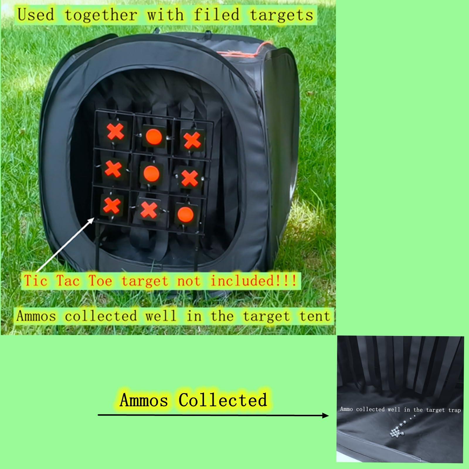 Wingswinmax Wingswinmax Foldable Airsoft Target Tent Trap Slingshot BB Trap Net Auto Pop-up Shooting Target Tent BB Target Holder Case Thicker Material-Black