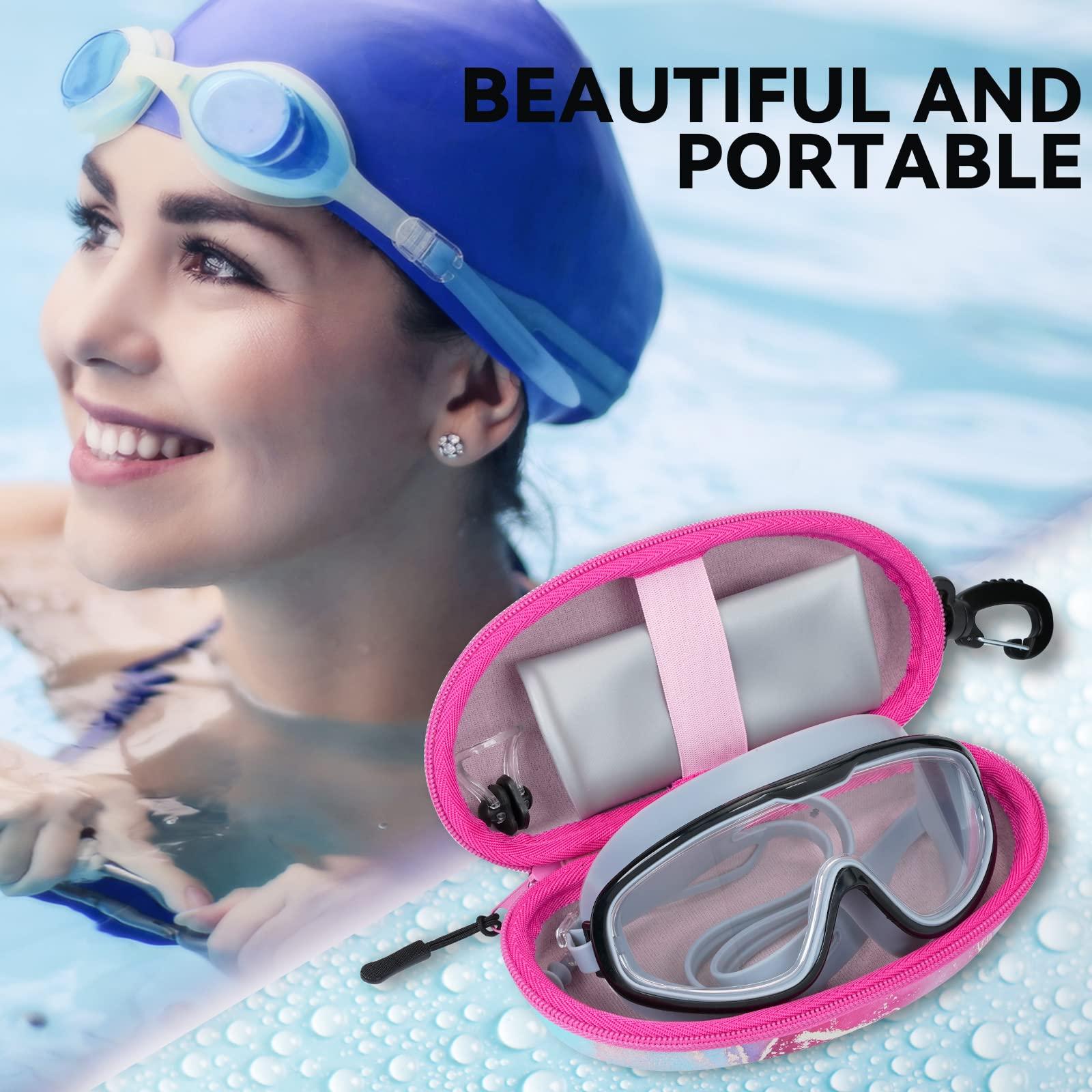molshine molshine Oversized Sunglasses Case, Swim Goggles Box,Zipper Diving Glasses Bag with Hook for Women Men Travel Outdoor Sport(Pink)
