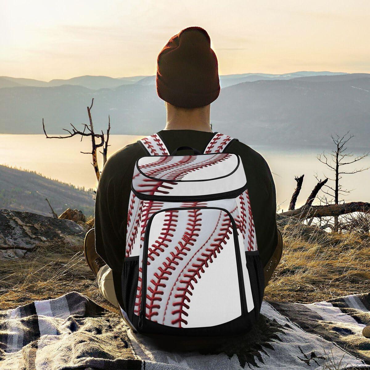 xigua xigua Baseball Stripes Cooler Backpack Leakproof Large Capacity Insulated Backpack Cooler Bag Lunch Bag for Work/Hiking/Camping/Beach/Fishing153