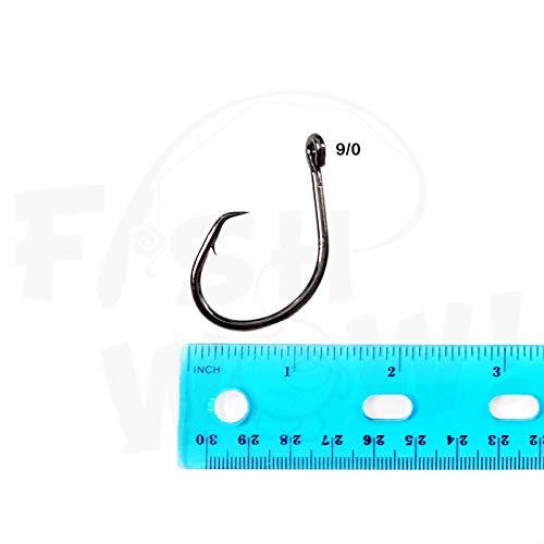 Fish WOW! 50pcs Fishing 4X Strong Offset Circle Hooks - Size 9/0