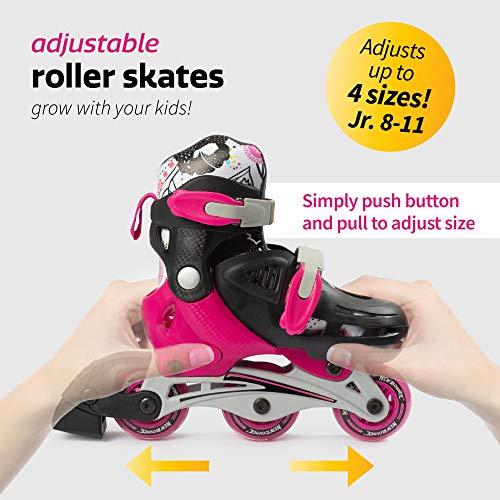 New Bounce New Bounce Roller Skates for Little Kids - Shoe Size EU 28-31, US Kids Junior Size 8-11, 2-in-1 Roller Skates for Girls, Converts from Tri-Wheel to Inline Skates - Rollerskates for Beginners | Pink