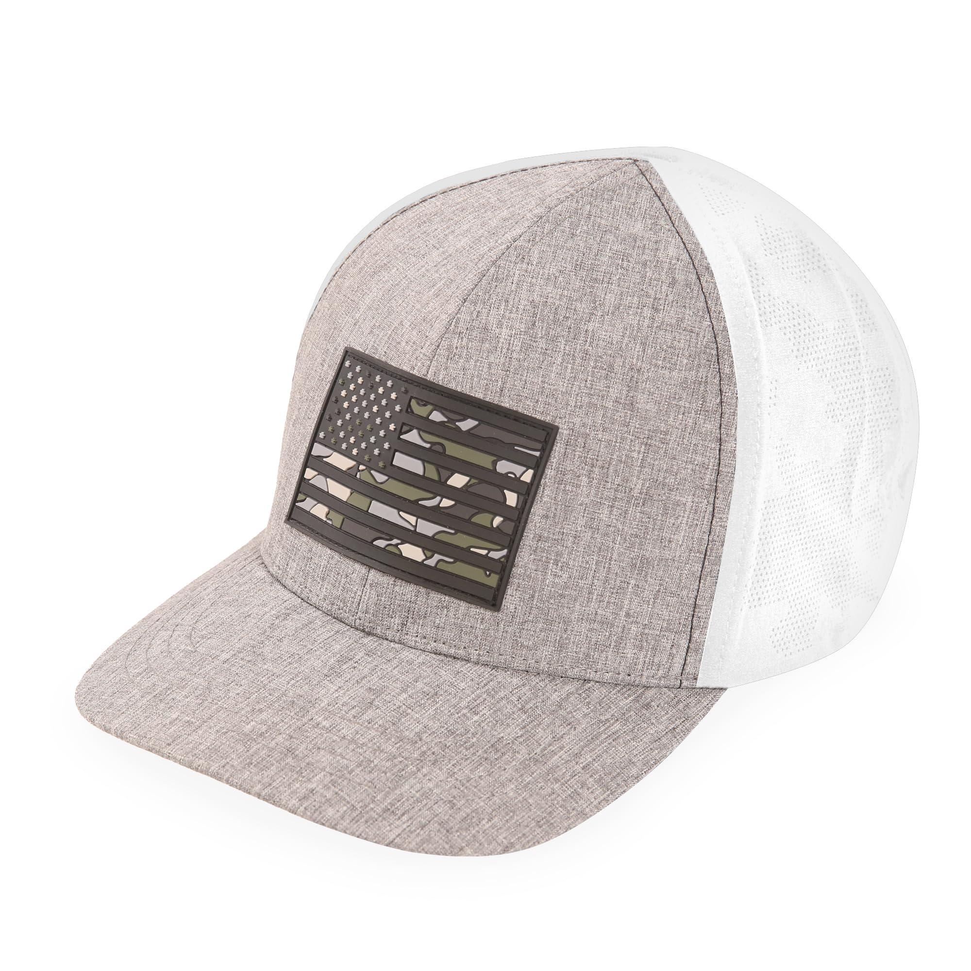 HIGHLAND TACTICAL Highland Tactical Men's CAMO American Flag CAMOTECH Snapback, Gry/WHT