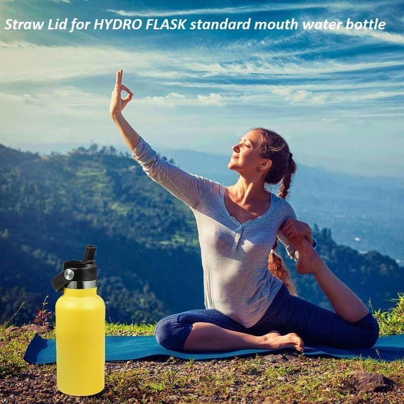 VGHNQ Straw Lid for Hydroflask, Lids with Straw for Hydro Flask, Straw Lid 18 21 24 oz Standard Mouth, Replacement Lid Water Bottle, Top Cap with Flexible Handle, Sport Water Bottle Cap Accessories, 2 Pack