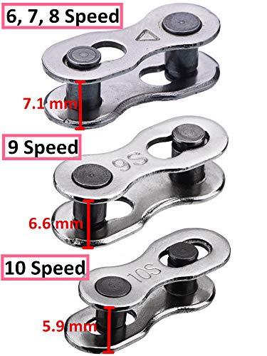 Hotop Hotop 8 Pairs Bicycle Missing Link for 6, 7, 8, 9, 10 Speed Chain, Silver, Reusable (6 7 8 Speed)