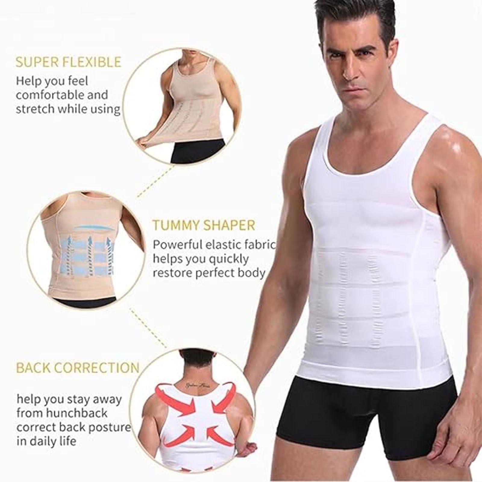 NineFit Basics Tone Tec Compression Shirt, Men's Compression Vest, Tone Tec Compression, Mens Compression (US, Alpha, Large, Regular, Regular, White*2)