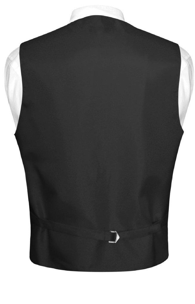 Vesuvio Napoli Vesuvio Napoli Men's Plaid Design Dress Vest & NeckTie Black Red White Neck Tie Set S