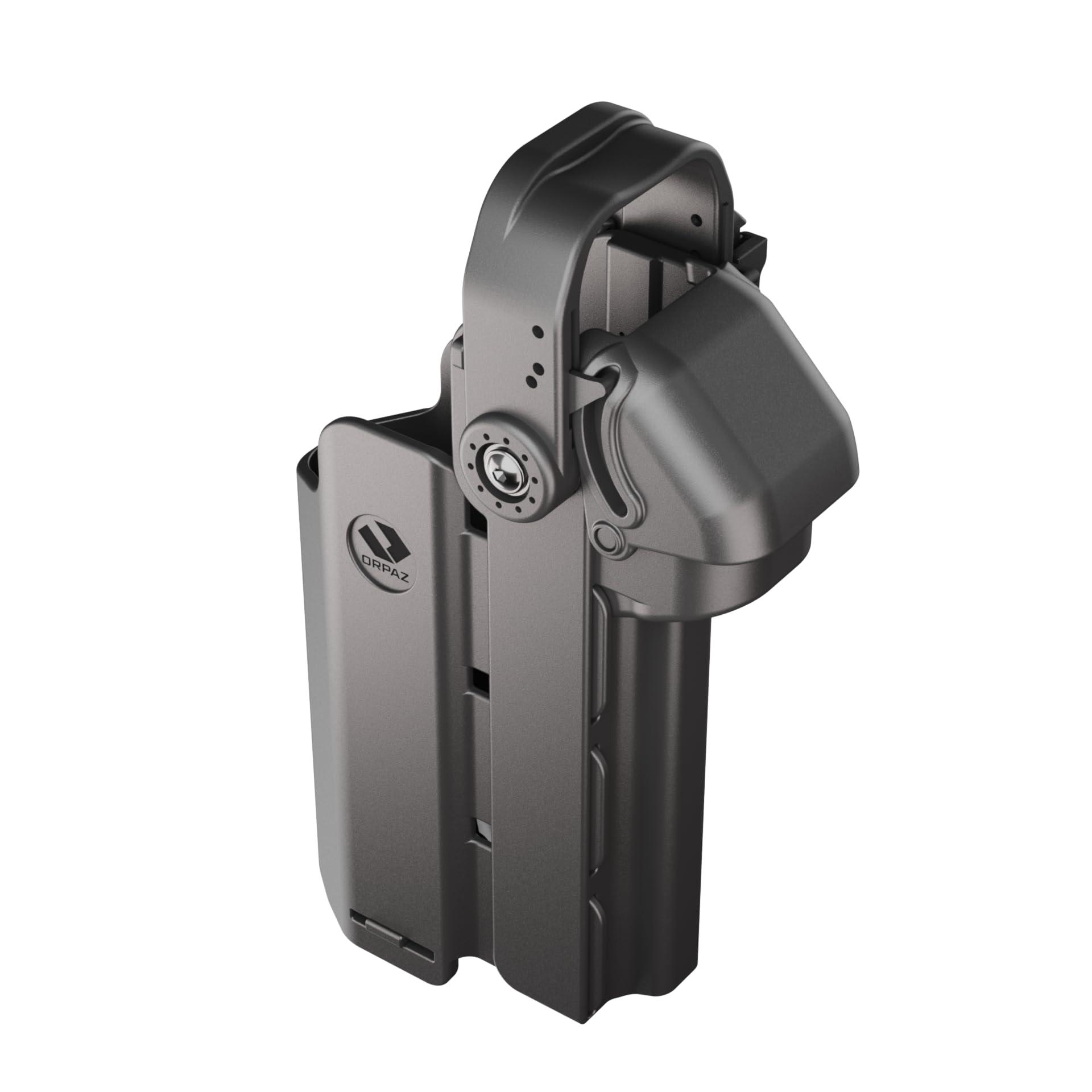 Orpaz Orpaz T40 Light Bearing Holster Left-Handed, Adjustable and Modular Holster with Flashlight Fits Most Pistols and Most Lights, Lasers, Sights and Optics (T40 Pro Large, Low-Ride)