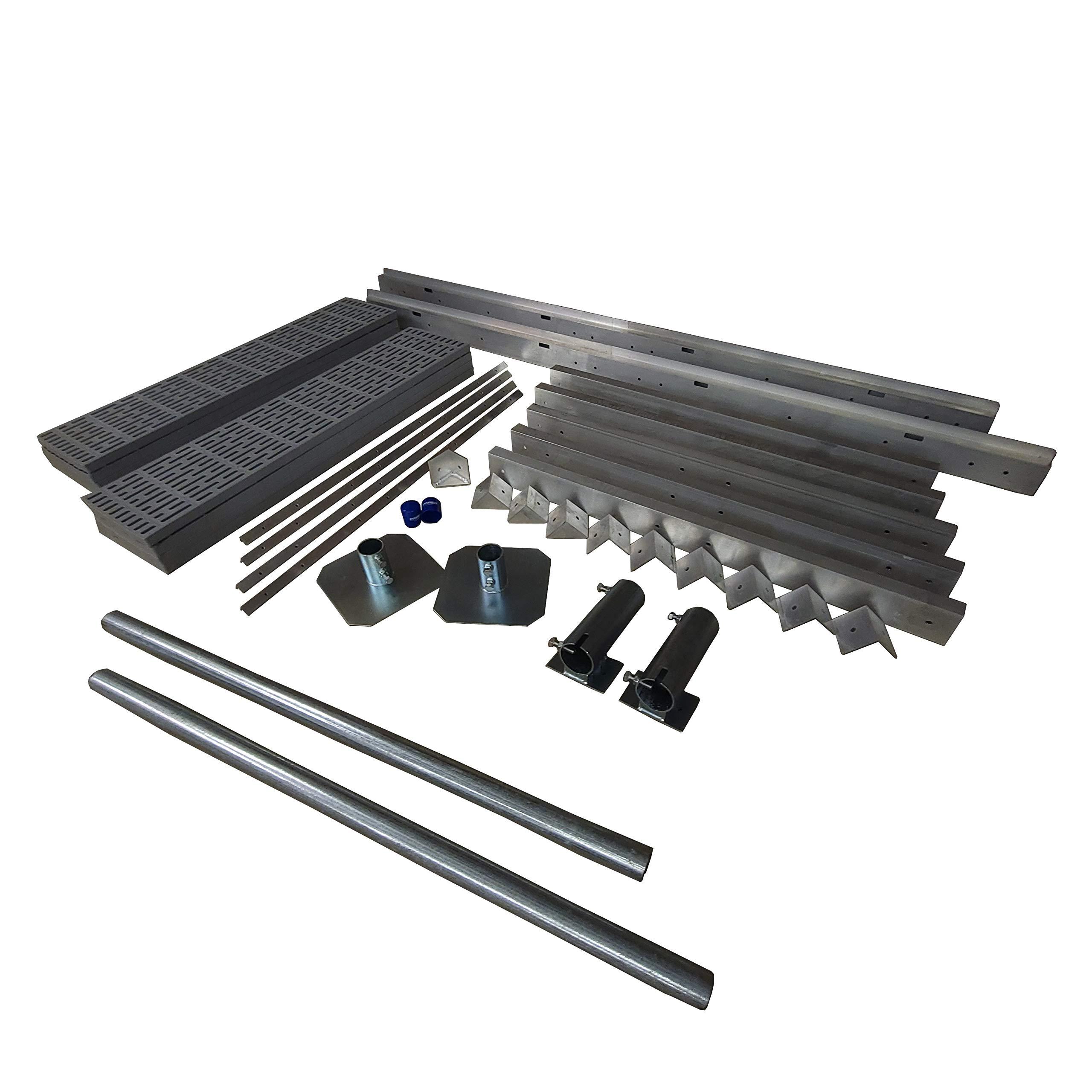 Patriot Docks Patriot Docks Complete Aluminum 4ft x 8ft Low Pro Aluminum Frame Dock Kit with Gray Poly Decking and 4 ft HD Pipe Supports (10504)