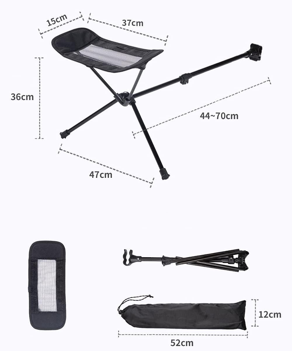 LSLANSOON Folding Attachable Footrest Leg Rest Camping Chair Accessories for Reclining Swing Chair Moon Chair Beach Chair (Black)