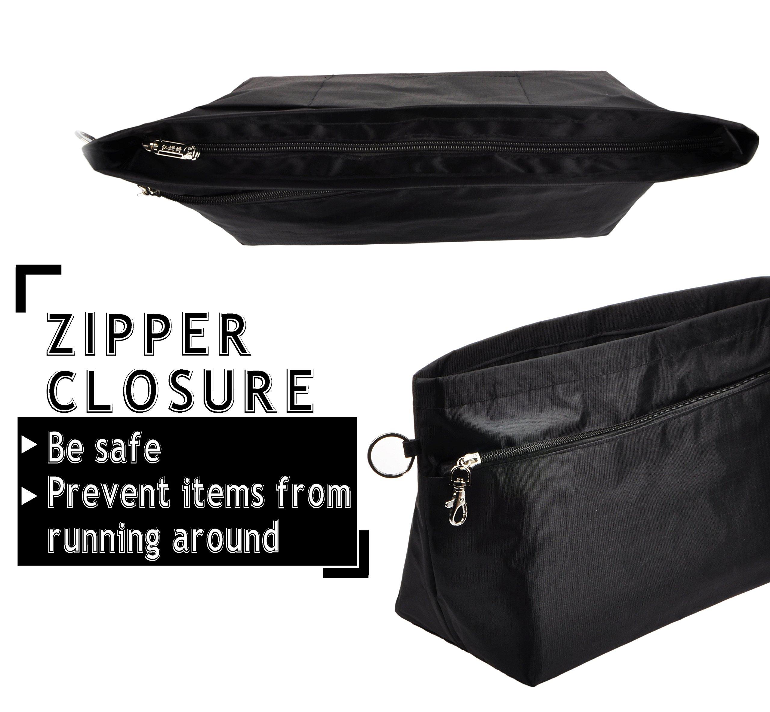 Vercord Vercord Purse Organizer Insert Bag Tote Handbags Pocketbook Inserts Organizers Zipper 11 Pockets Black Large