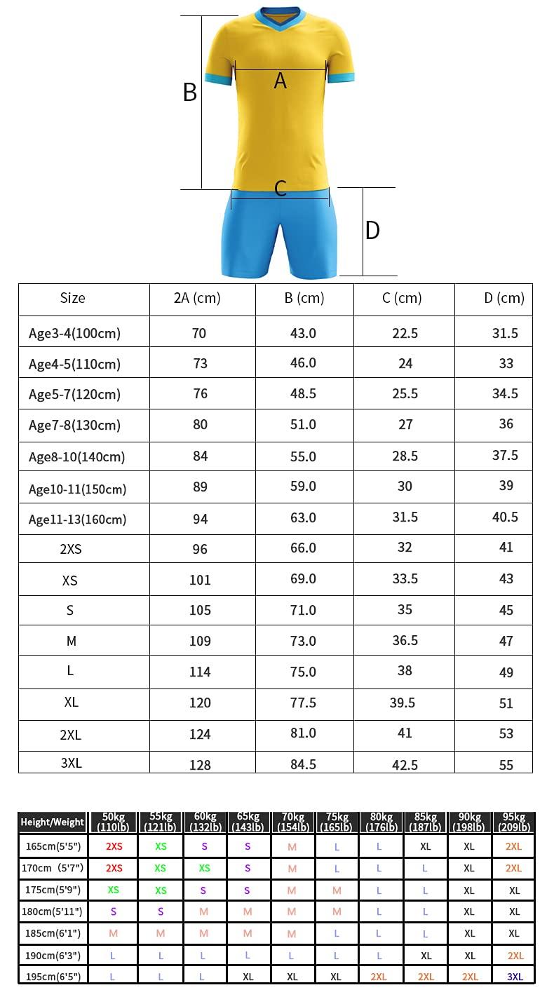 ORKY ORKY Custom Soccer Jersey with Short Men Youth Kids Football Uniform Full Kit(Blue XL)
