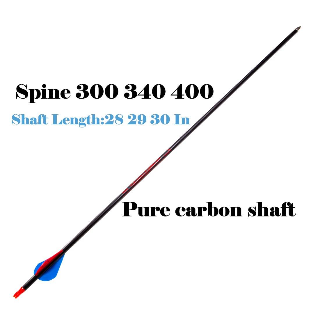 QunYing QunYing Archery Carbon Arrow 28 29 30 inch 300 340 350 400 Spine Practice Hunting Arrows for Compound Recurve Bow 12PCS-30 400 Spine