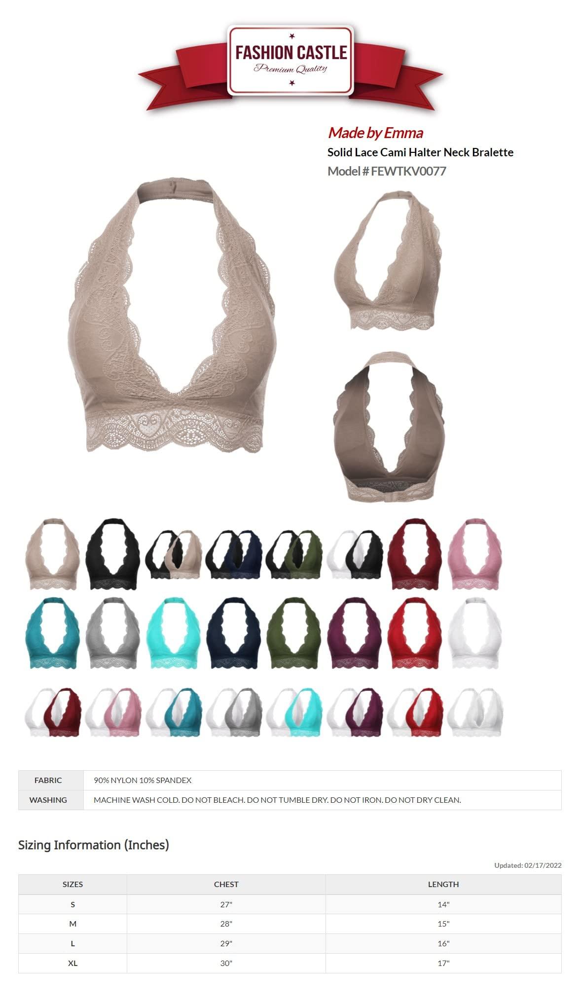 Made by Emma Solid Lace Cami Halter Neck Bralette Black L