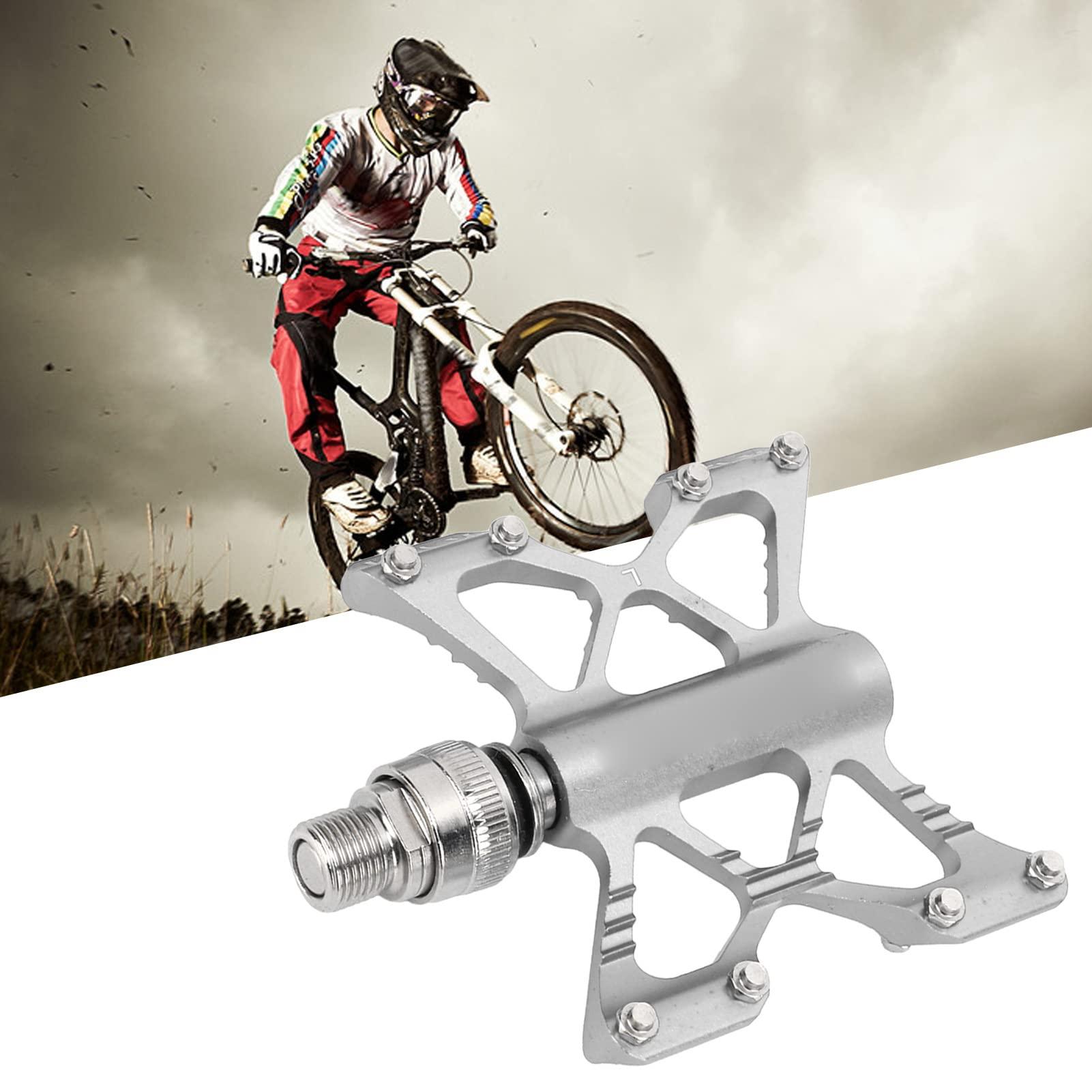 SPYMINNPOO SPYMINNPOO 1 Pair K5 Quick Release Pedals Aluminum Alloy Bike Bearing Pedals for Road Folding Bikes 4 Colors(Silver (Boxed))