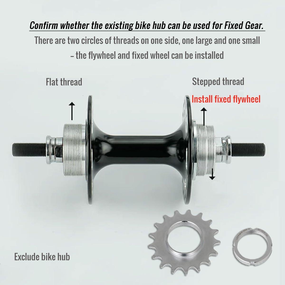 catazer catazer 13T/14T/15T/16T/17T/18T Fixed Gear One Speed Bicycle Freewheel Cogs Sprocket & Lockring for Fixie Track Bike Hub (14T Set)