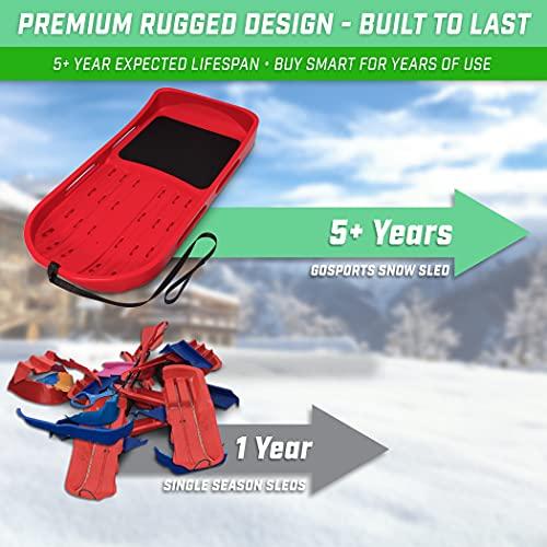 GoSports GoSports 2 Person Premium Snow Sled with Double Walled Construction, Pull Strap and Padded Seat - Choose Between Red and Blue