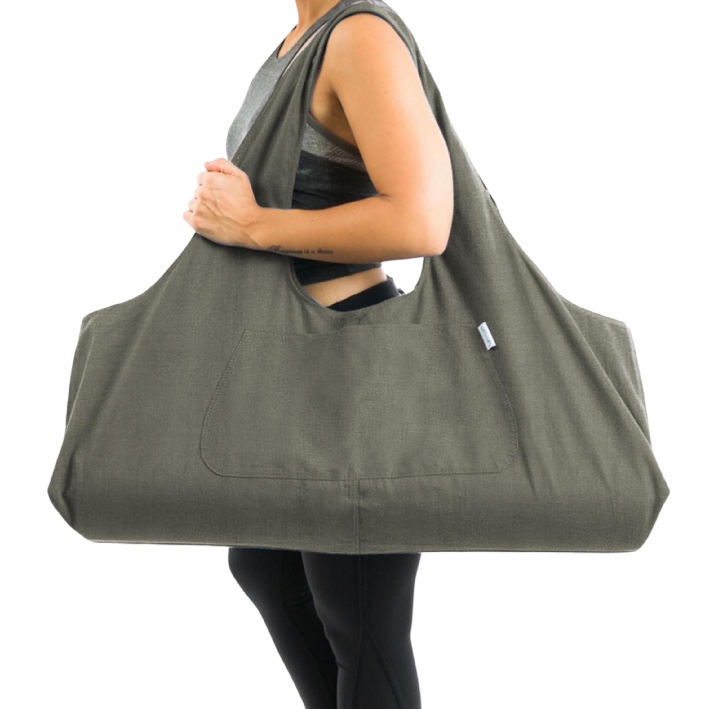 Yogiii Yogiii Yoga Mat Bag | The ORIGINAL YogiiiTotePRO | Large Yoga Mat Bag or Yoga Mat Carrier with Side Pocket | Yoga Bag Fits Most Size Mats (Olivine Green)