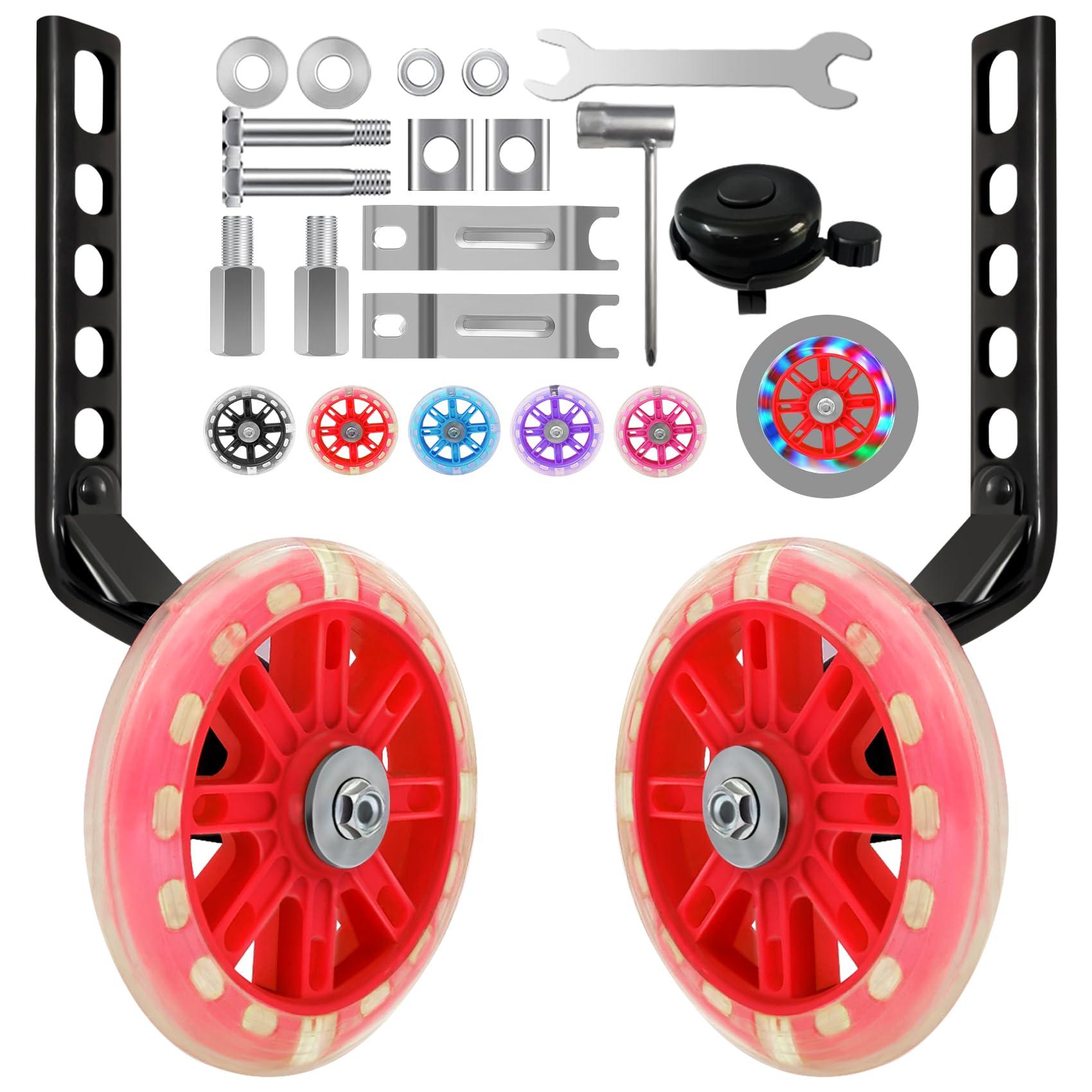 HAWENS HAWENS Bike Training Wheels Mute Flash Wheels with Adjustable Bicycle Stabilizer Mounted Kit Compatible for 12 14 16 18 20 inch Single Speed Bike