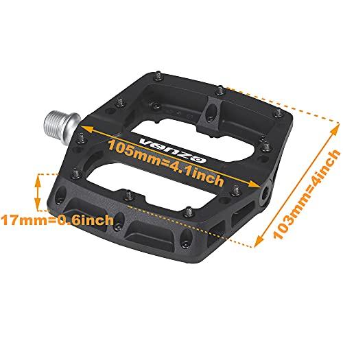 Venzo Venzo Flat Mountain BMX MTB Aluminum Bike Sealed Bearing Pedals - Large Bicycle Platform Pedals 9/16\" with Anti-Skid Anti-Slip Nail