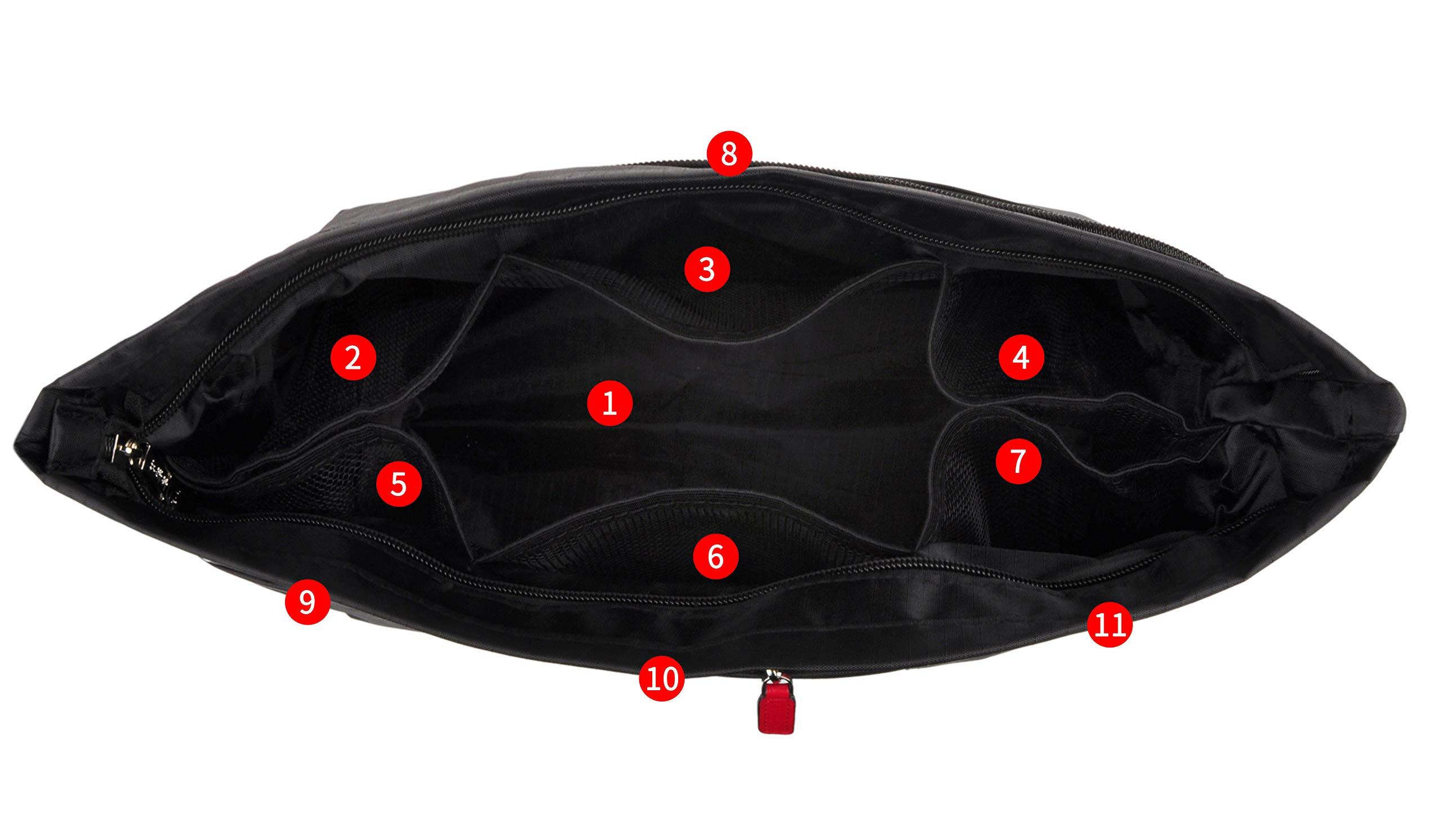 Vercord Vercord Purse Organizer Insert Bag Tote Handbags Pocketbook Inserts Organizers Zipper 11 Pockets Black Large