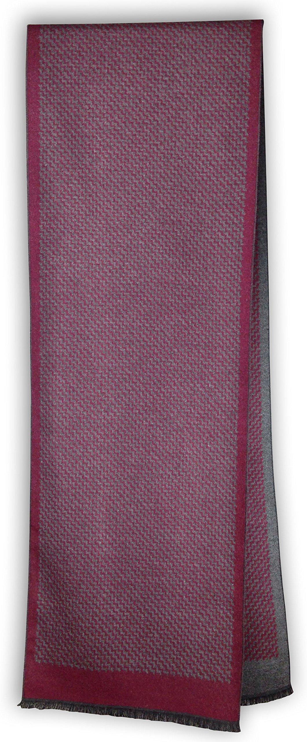 Livativ Livativ Bleu Nero Luxurious Winter Scarf for Men and Women Large Selection of Unique Design Scarves Super Soft Premium Cashmere Feel Burgundy Grey Diagonal Zigzag Border
