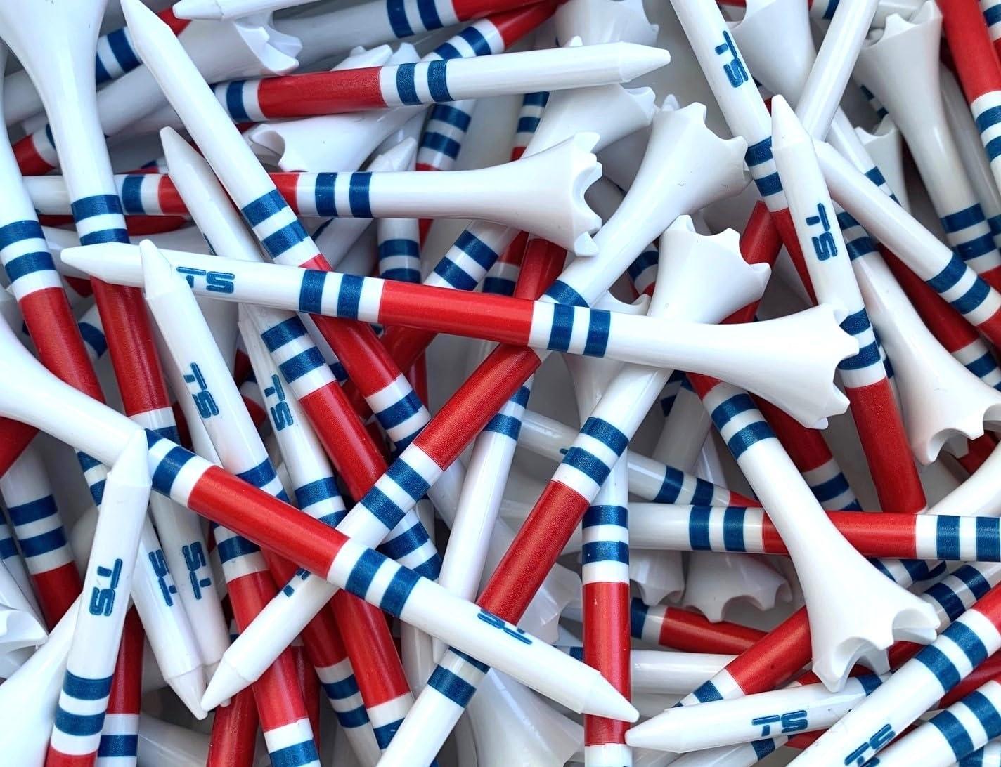 TRUESTRIKE TRUESTRIKE Premium USA Golf Tees 3 1/4 or 2 3/4-100 Plastic Golf Tees in Bulk (Team USA, 3 1/4\")