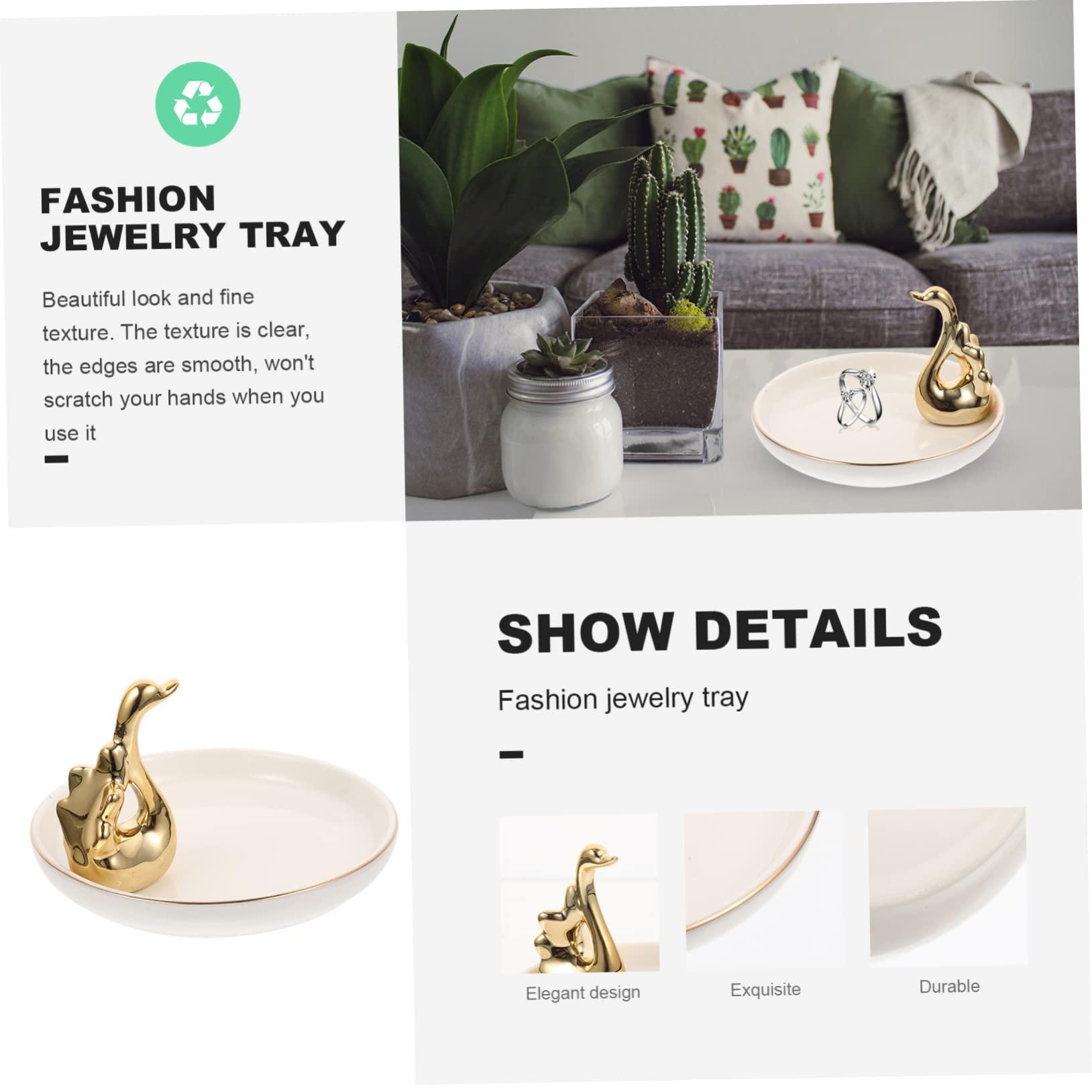 FONDOTIN FONDOTIN Ceramic Jewelry Dish Jewellery Dish Tray Decorative Tray Ceramic Jewelry Plate Ceramic Jewelry Holder Decorative Ring Dish Ceramic Jewelry Tray Lipstick Plate Trinket Storage Plate