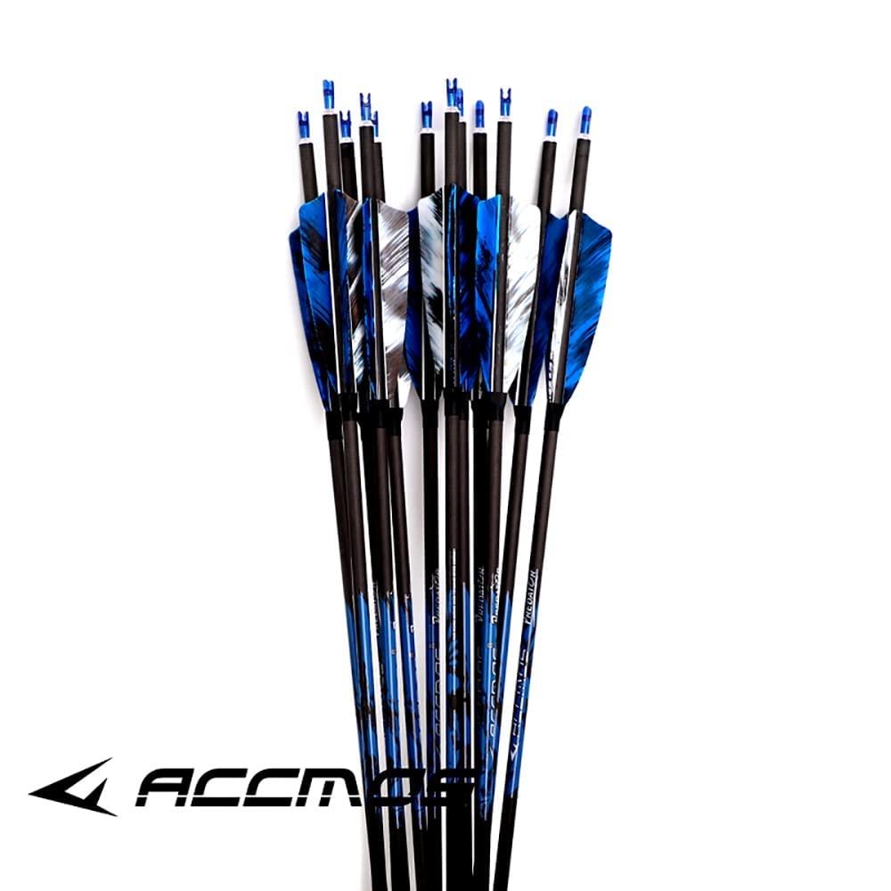 ACCMOS 500-Spine Arrow 30-Inch Arrow Target Practice Arrow Hunting Arrow Carbon Arrows Compound Bow Recurve Bow Adult Youth Archery Indoor Outdoor Shooting Bullet Field Tip 18pc Style2