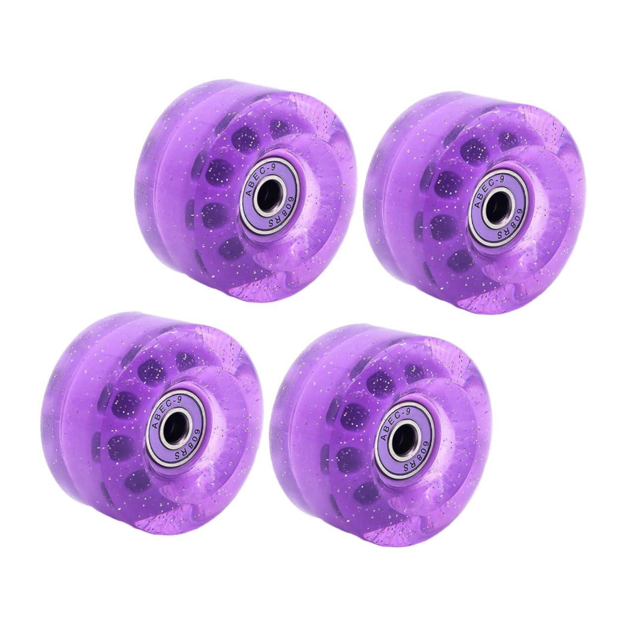 BESPORTBLE BESPORTBLE 4pcs Pulley Skate Quad Roller Shoes Caster Wheels Rollers Tires Roller-skating Wheel Creative Skating Wheel Double Row Wheel Outdoor Skating Accessory Decorative Wheel Pp Purple