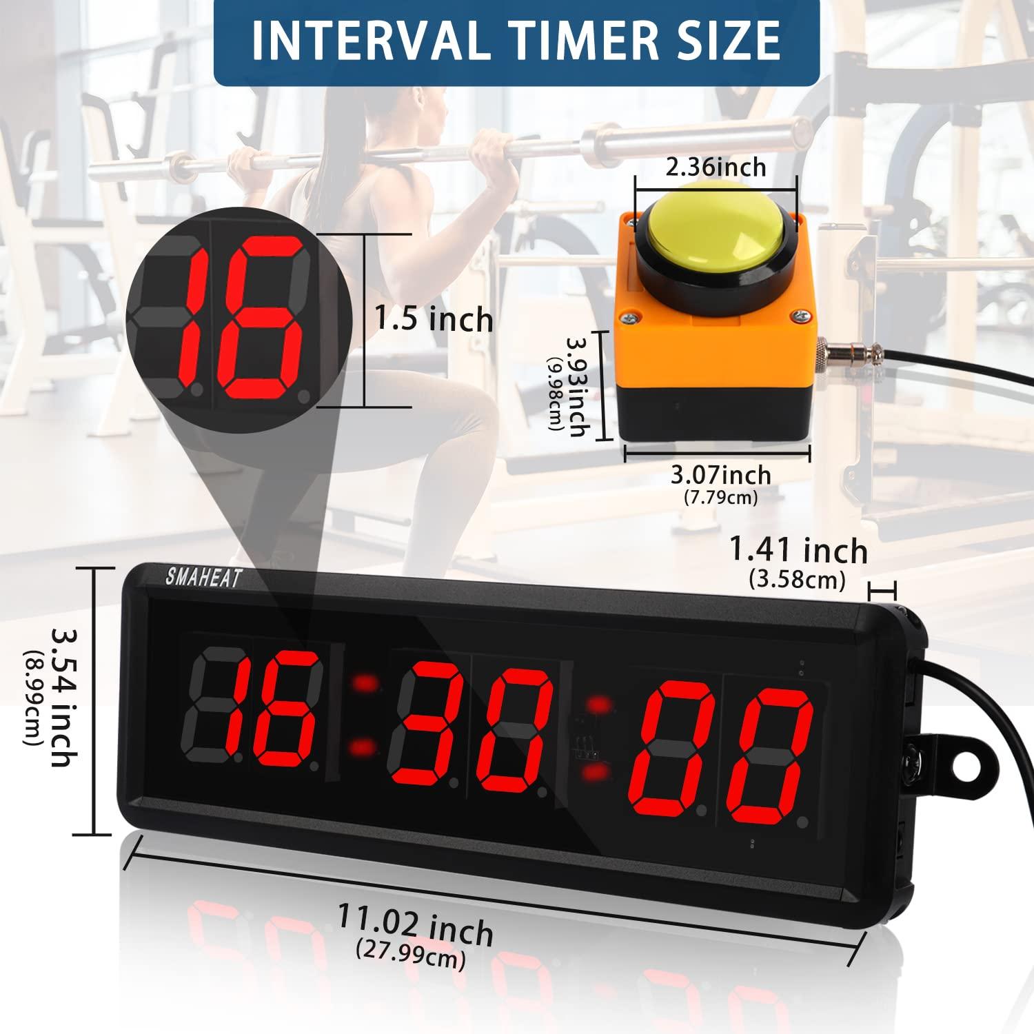 SMAHEAT SMAHEAT Fitness Timer with Stopwatch Button, Suitable for School/exam/Home Exercise/Gym/Gym SMAHEAT Electronic Fitness Timer (1.5 inch six-Digit All-red)