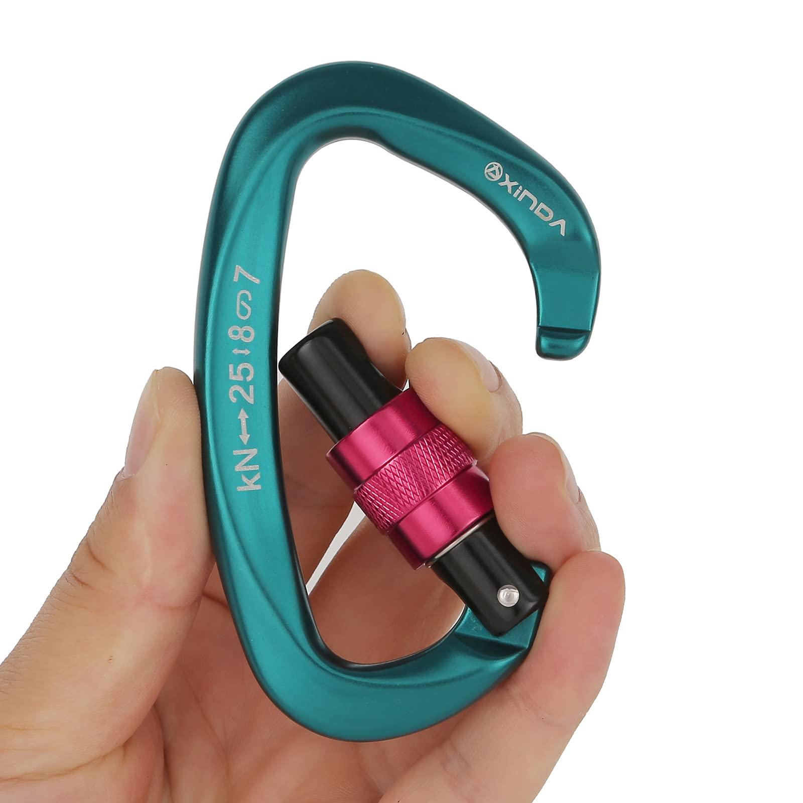 XINDA XINDA Screwgate Locking Carabiner Clip - Professional Rock Climbing Carabiner Screw Lock,Heavy Duty Carabiners for Climbing,Mountaineer,Hammock,Camping,Outdoor Equipment (2 pcs Green)