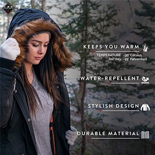 ALPINE NORTH Alpine North Women's Vegan Down Long Parka Winter Jacket, Black, Medium