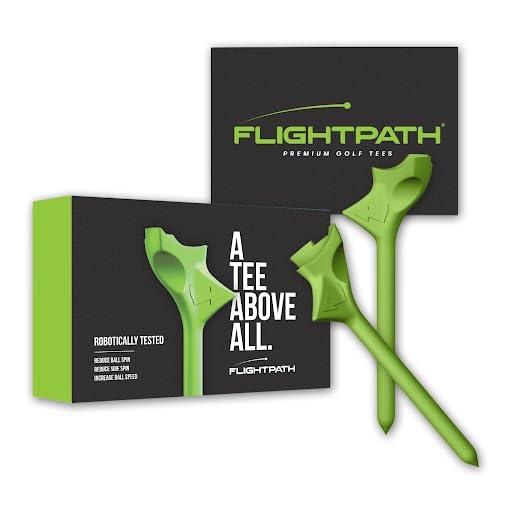 FLIGHTPATH FLIGHTPATH Premium Golf Tees - Durable Plastic Golf Tees Designed to Enhance Golf Shot Distance & Precision - Robotically Tested to Reduce Ball Spin - USGA Approved Golf Equipment (Green, 8 Pack)