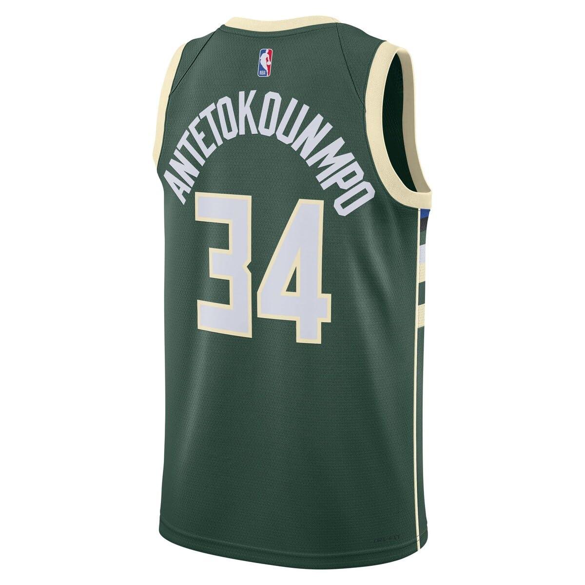 Outerstuff Giannis Antetokounmpo Milwaukee Bucks NBA Kids Youth 8-20 Green Icon Edition Swingman Jersey (US, Numeric, 8, Regular, Green)
