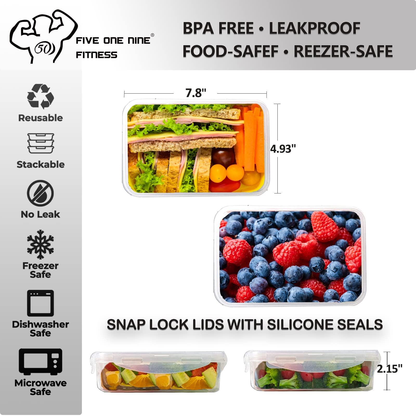 50 FIVE ONE NINE 519 Fitness Meal Prep Backpack,Hiking Outdoor Insulated Unisex Lunch Cooler with Computer Compartment,Include 6 Meal Containers,2 Ice Packs and Shaker