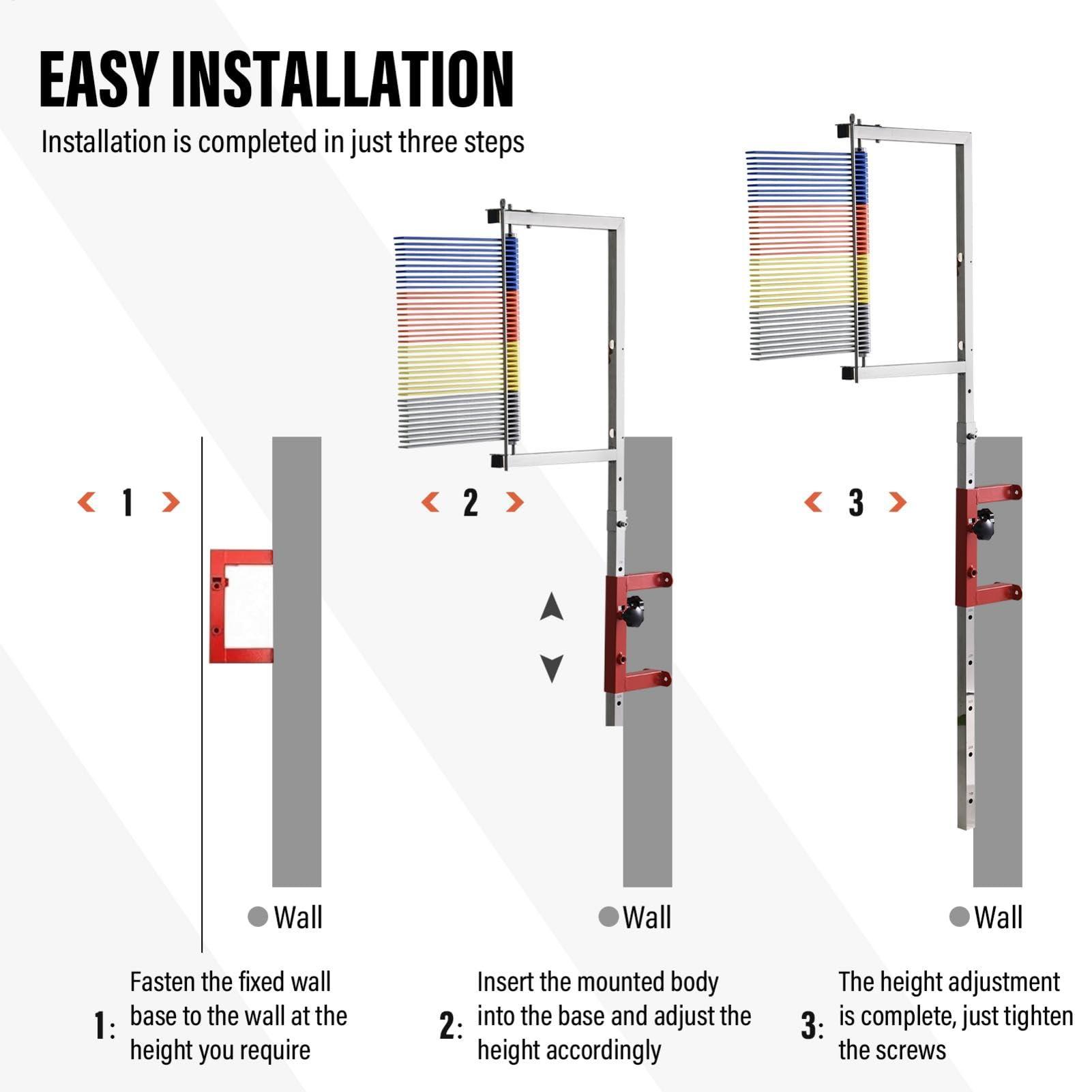 NineFit Basics Vertical Jump Tester, Wall Mounted Vertical Height Jump Measure Apparatus, 3.9-11.5Ft Adjustable Vertical Trainer Stand for Vertical Jump Training