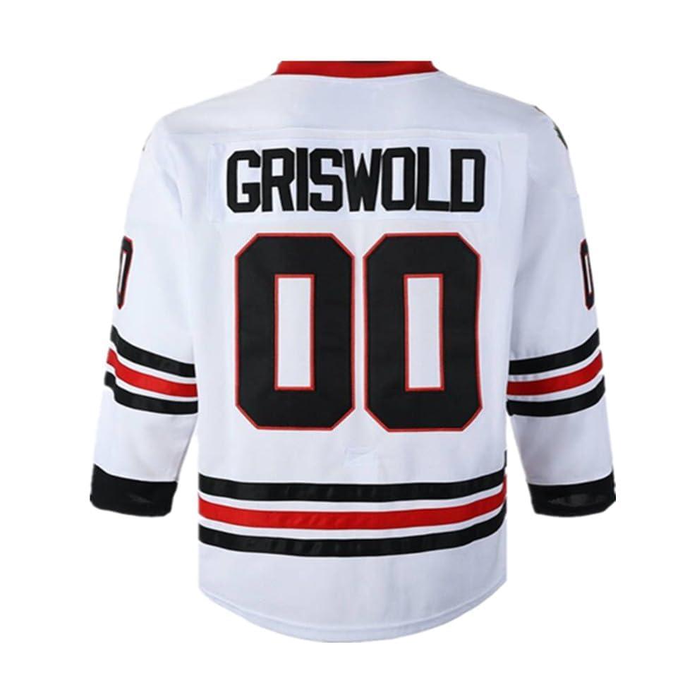 Madjus Men's Clark #00 Griswold Movie Hockey Jersey Stitched X-Mas Christmas Vacation (US, Alpha, Large, Regular, Regular, White)
