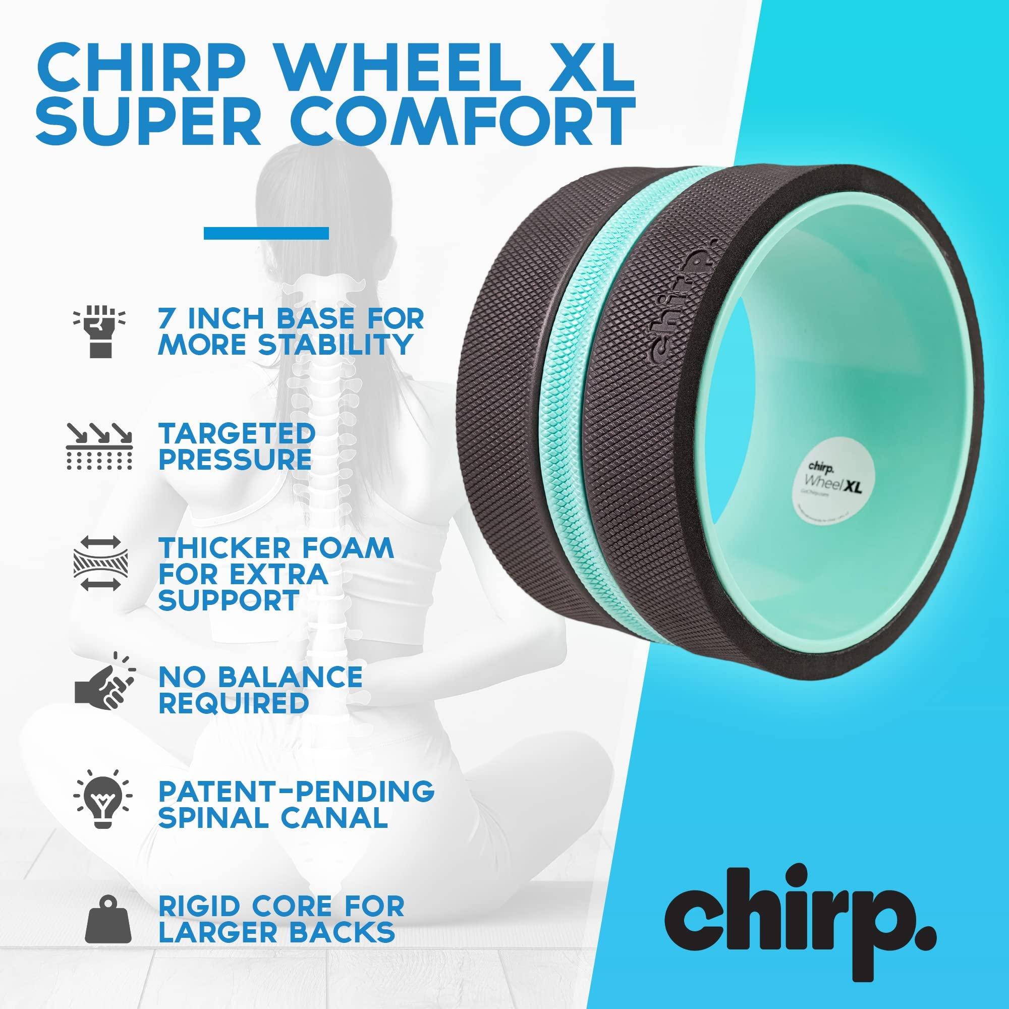 Chirp Chirp Wheel XL - Super Comfort Back Massage Foam Roller - Wider Back Stretcher, Plush Cushion, Enhanced Stability, Spinal Protection, Trigger Point Pressure, Back Cracking Device, Holds Up to 500 lbs