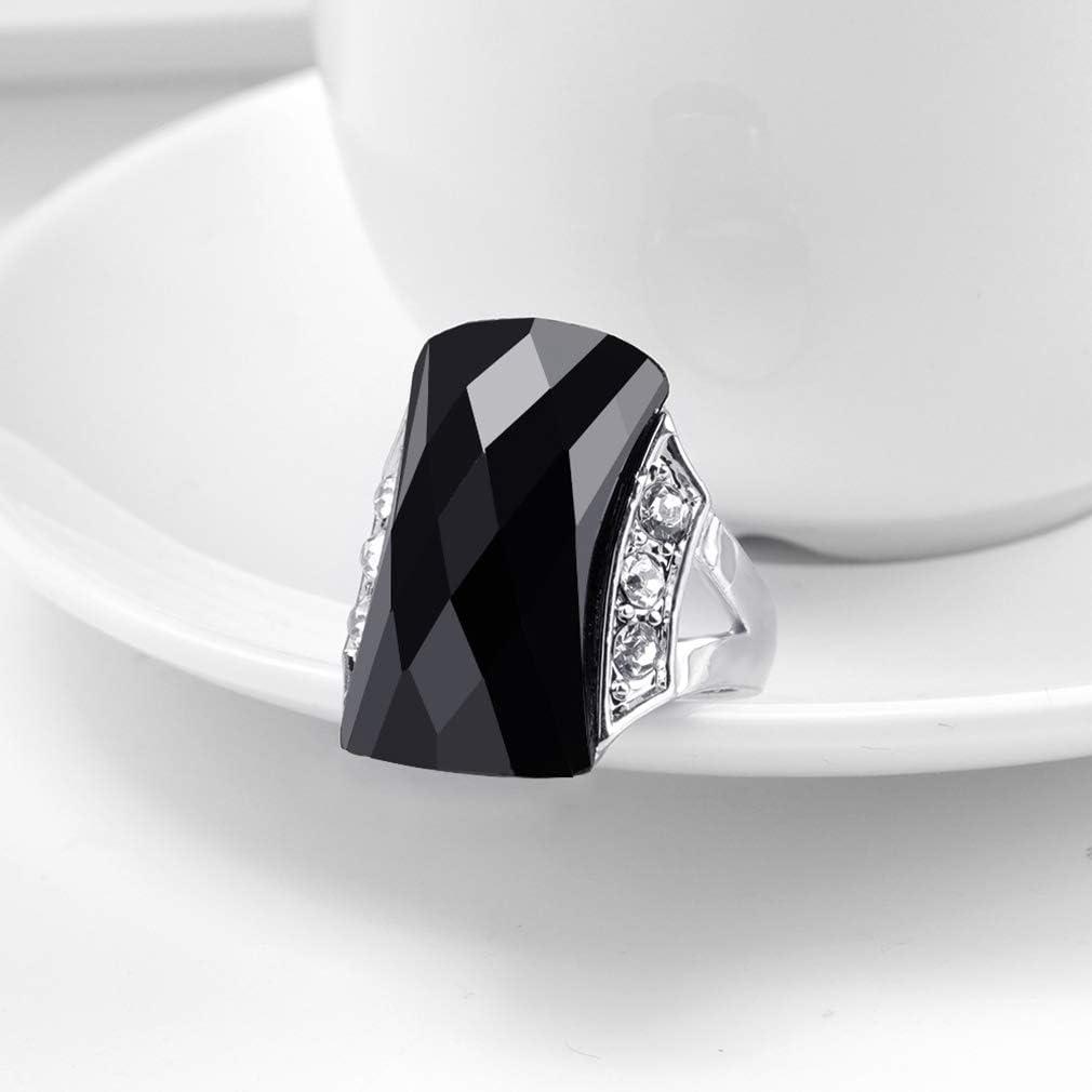 YAZILIND YAZILIND Retro Statement Ring Female Gorgeous Jewelry Black Gemstone Rings Women Party Jewelry(Size 9)