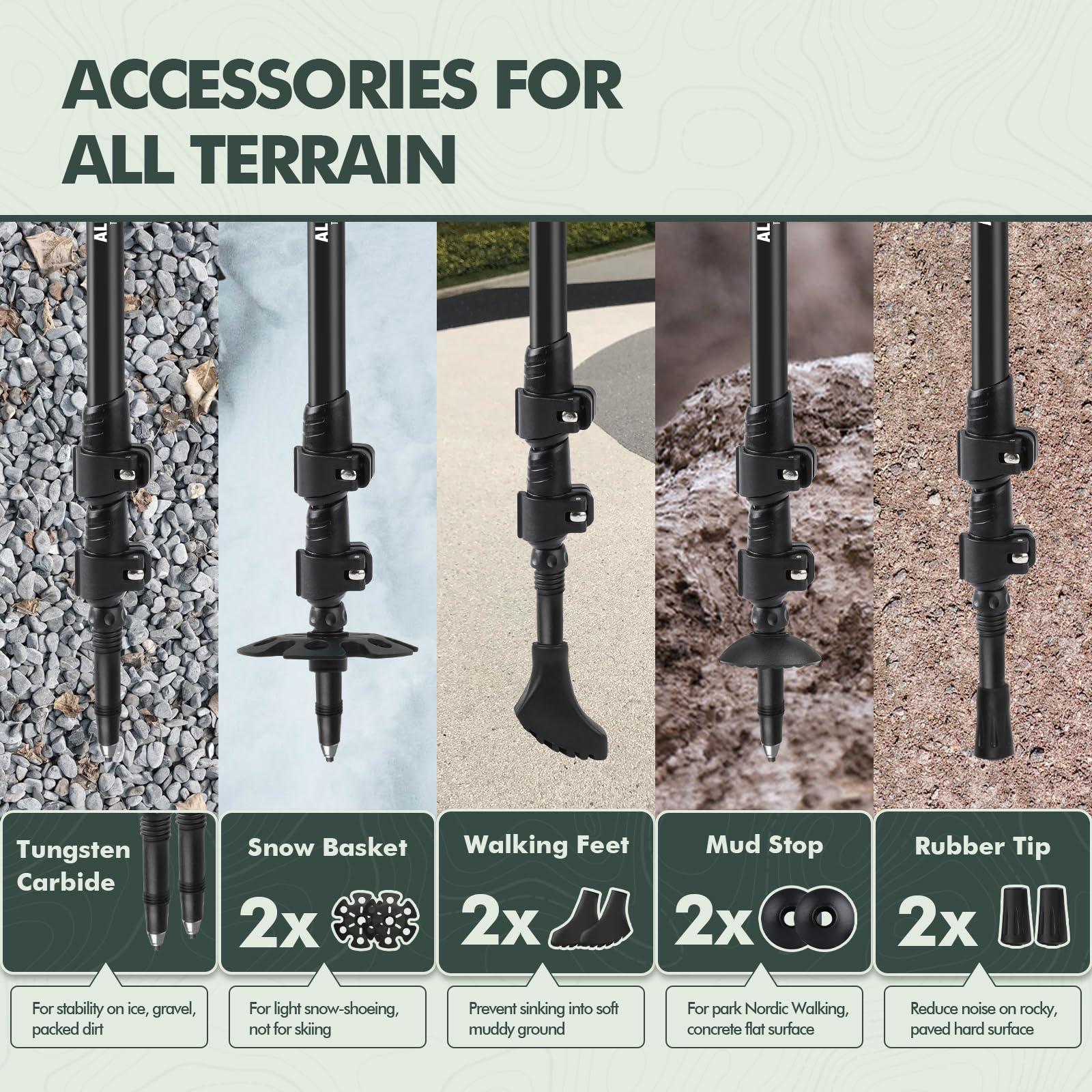KINGGEAR KINGGEAR Nordic Walking Stick, TP1 Hiking Poles Retractable Lightweight 7075 Aluminum, Trekking Poles with Flip Lock, Natural Cork and EVA Grip, 2pc Hiking Gear