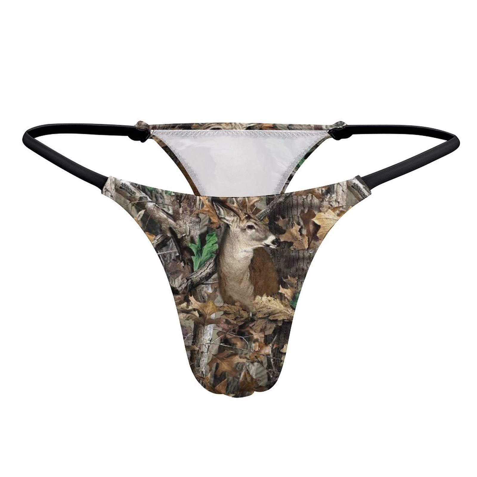 BAIKUTOUAN BAIKUTOUAN Camo Deer Camouflage Hunting G-String Thongs Women's T-Back Underwear Panty