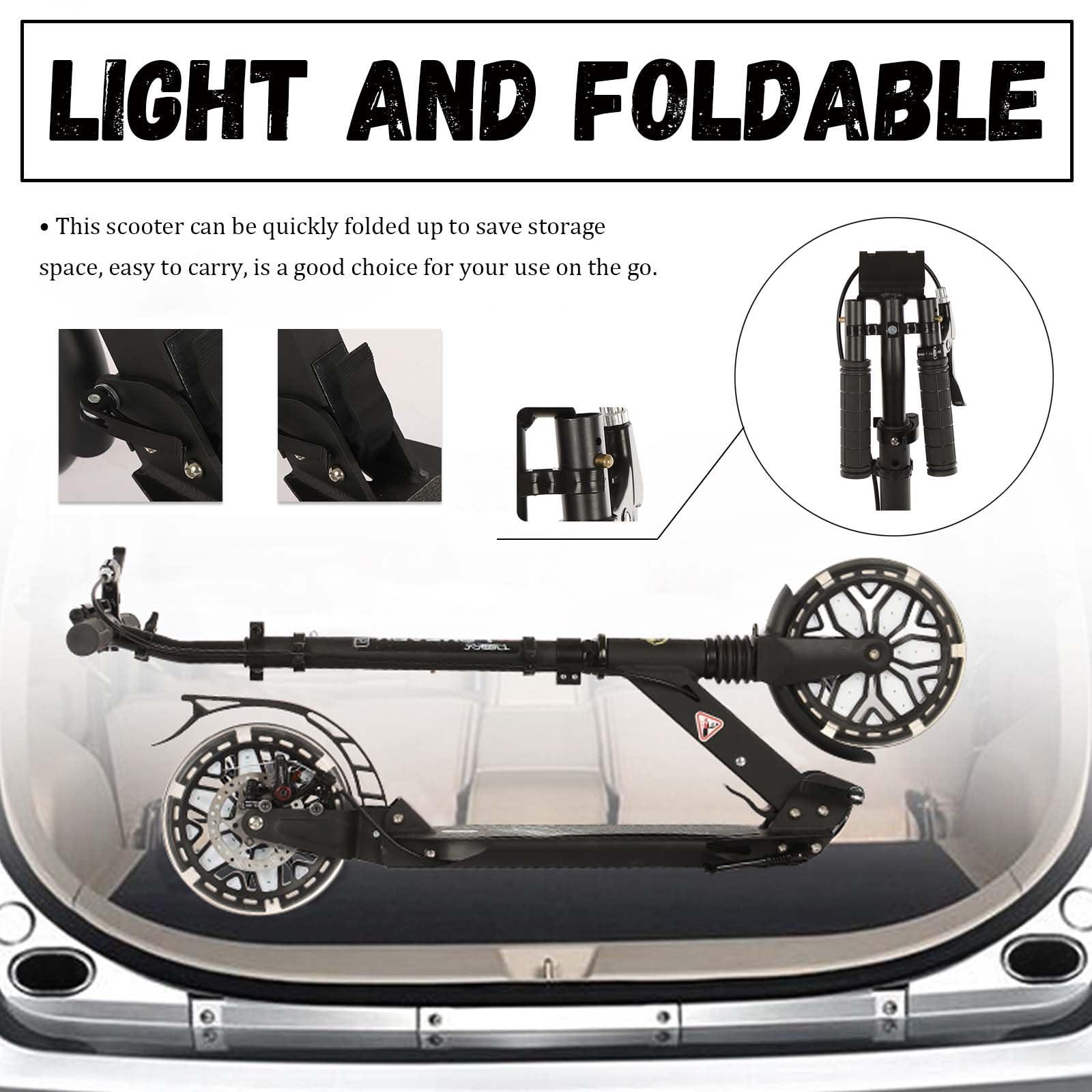 GLDDFDG GLDDFDG Folding Scooter for Adults, Commuter Kick Scooter 300 lbs Capacity, Big Wheels Scooters for Kids 8 Years and up, Adjustable Height, Aluminum,Black