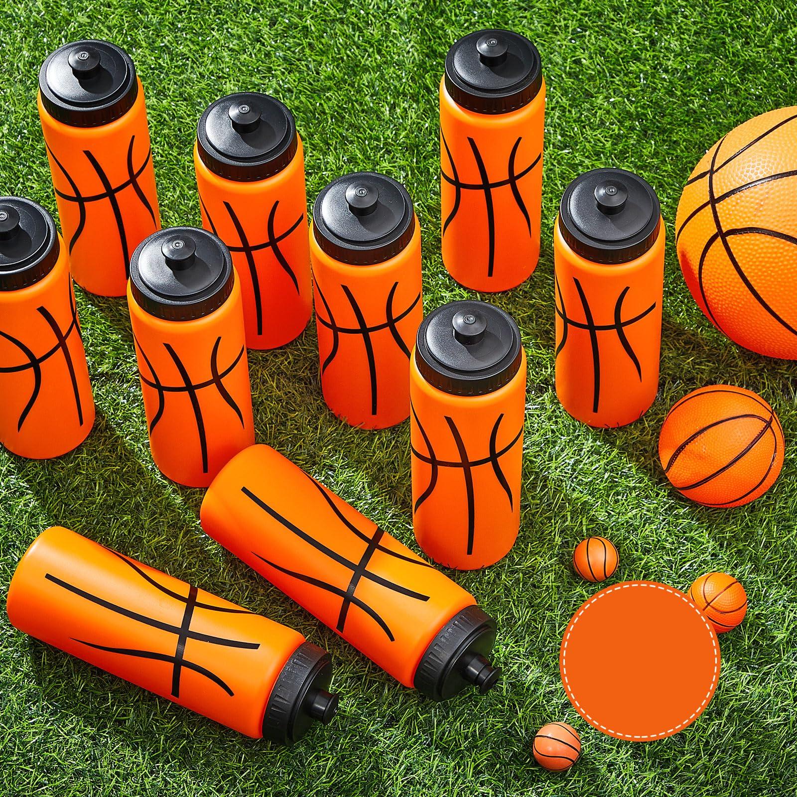 Yaomiao Yaomiao 12 Pcs Basketball Water Bottle 20 oz Reusable BPA Free Squeeze Water Bottles Basketball Stuff for Team Sports Party Favors Gifts (Orange)