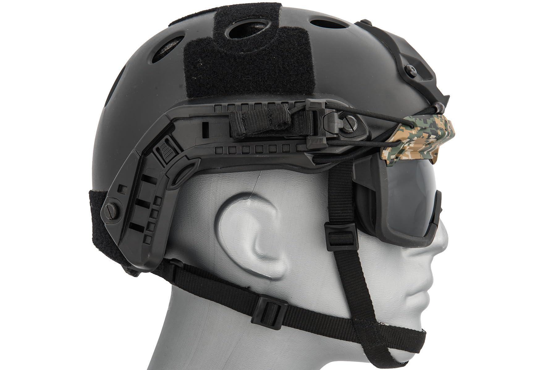 Lancer Tactical Lancer Tactical Safety Goggle for Bump Type Helmet (Helmet Not Included) (Digital Woodland Frame/Smoke Lens)