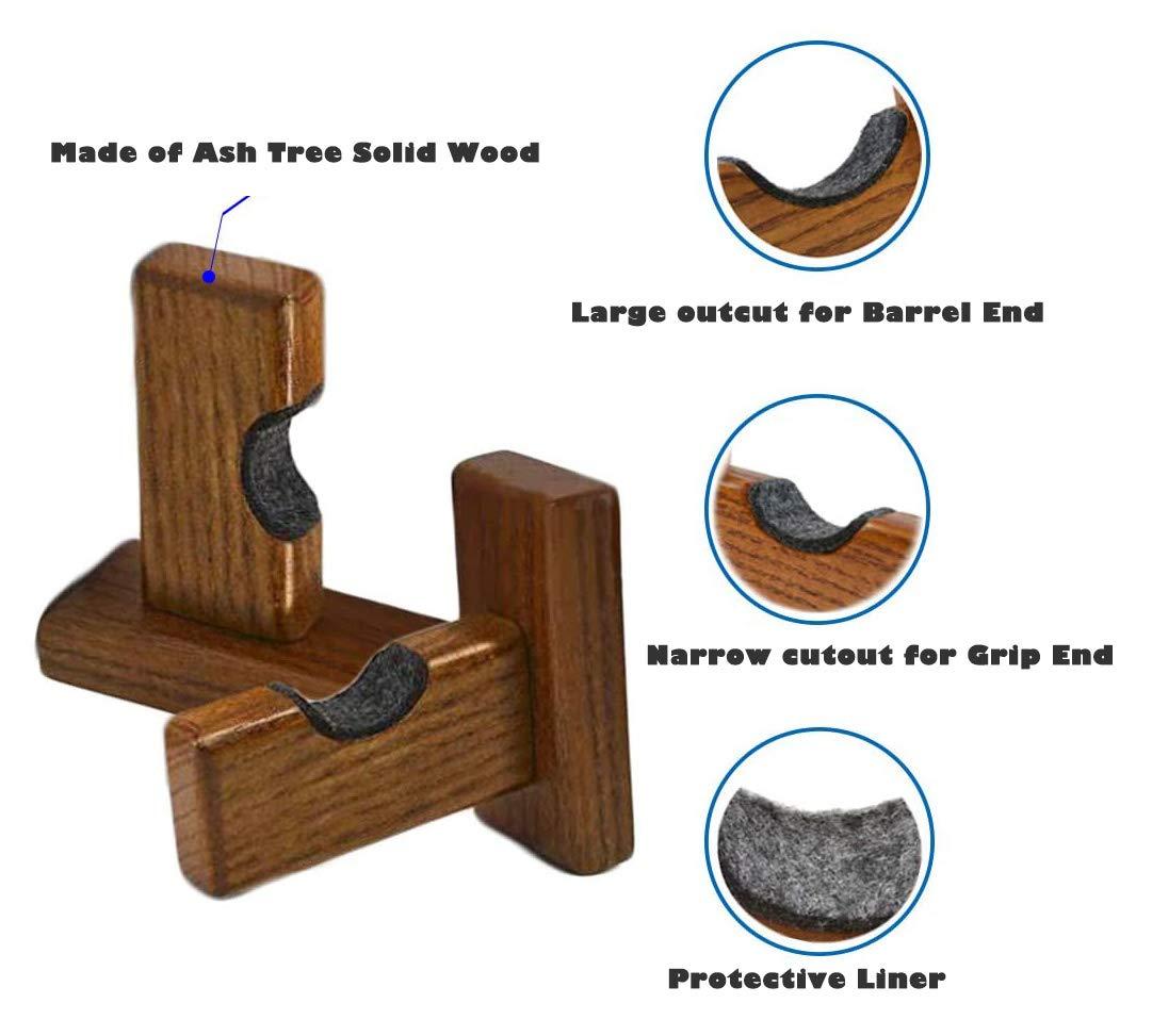 Orga\'Neat Orga\'Neat Baseball Bat Display Case, Wall Mount Bat Holder Hanger, Solid Ash Tree Handmade Horizontal Bat Rack w/ Protective Soft Liner for Baseball Bat Wall Display -Brown