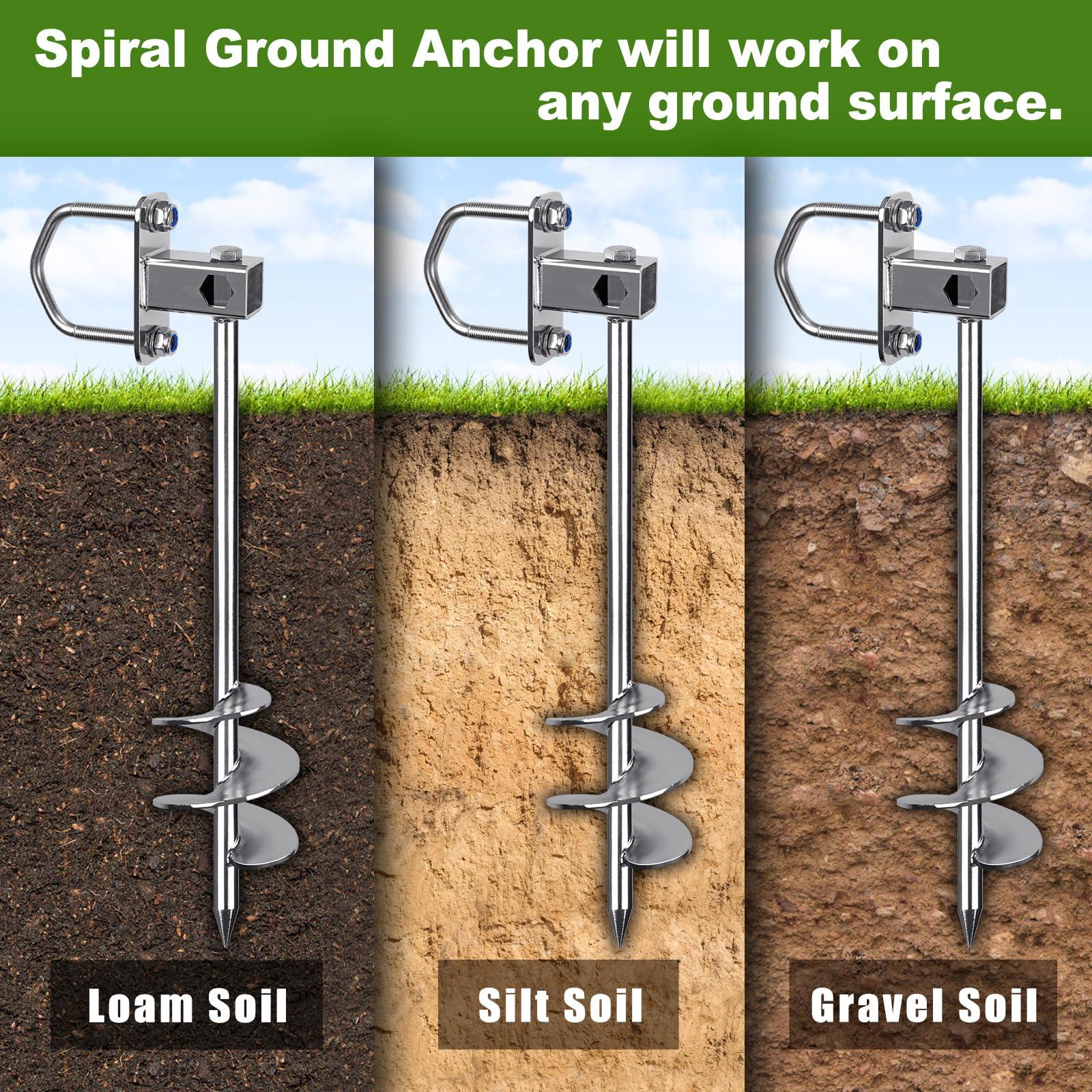 Insaga Insaga Multi-Purpose Ground Anchors, Fully Welded Trampoline Anchors, 16.5'' Mobile Home Anchors, Shed Anchor Kit for Trampoline, Swing Set, Carport,Play Ground, Set of 4