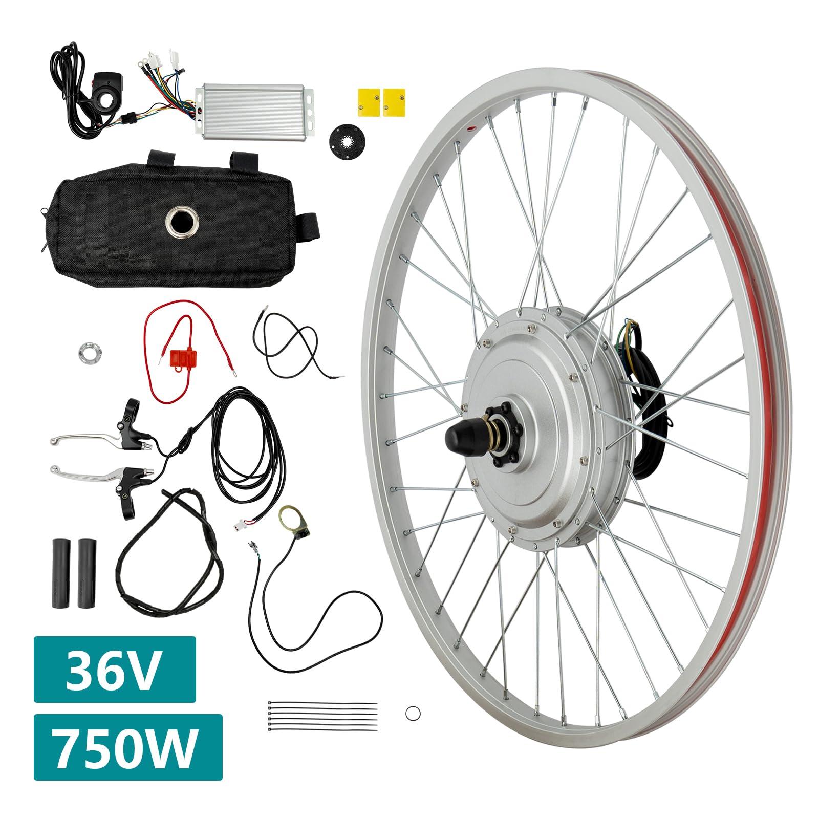 JAYGOVAN JAYGOVAN 24" Electric Bicycle Conversion Kit 36V 750W Ebike 170mm Front Hub Motor Wheel Kit E-Bike Conversion Kit Dual Mode Controller Twist Throttle/Thumb Hub Bicycle Conversion Motor Kit