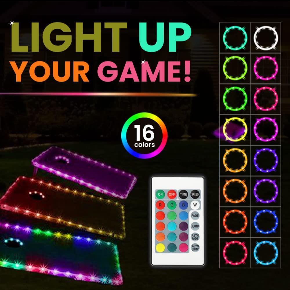 Skip's Garage Skip's Garage Retro Stripes All Weather Cornhole Boards - Includes (2) Boards (NO Bags) + (2) Hole Lights & (2) Edge Lights